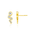 14k Yellow Gold Climber Post Earrings with Circles and Cubic Zirconias by Bids.com