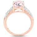 14K Rose Gold Plated 3.27 Carat Genuine Kunzite Oval and White Zircon .925 Sterling Silver Ring Ring by Bids.com