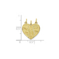10k 3 piece Break-apart Big Sis, Sis and Lil Sis Charm Pendant by Fine Color Jewels