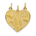 10k 3 piece Break-apart Big Sis, Sis and Lil Sis Charm Pendant by Fine Color Jewels