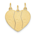 10k 3 piece Break-apart Big Sis, Sis and Lil Sis Charm Pendant by Fine Color Jewels
