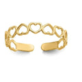 10K Gold Adjustable Heart Toe Ring by Fine Color Jewels