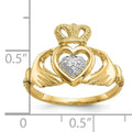 10k Gold and Rhodium Claddagh Ring by Fine Color Jewels