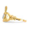 10k Gold and Rhodium Claddagh Ring by Fine Color Jewels