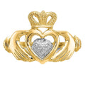 10k Gold and Rhodium Claddagh Ring by Fine Color Jewels