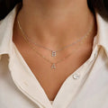 10K Gold Bold Diamond Letter Initial Pendant Necklace by Fine Color Jewels