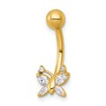 10k Gold Butterfly Navel Ring by Fine Color Jewels