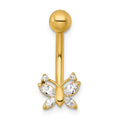 10k Gold Butterfly Navel Ring by Fine Color Jewels