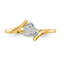 10K Gold CZ Heart Bypass Three Stone Ring by Fine Color Jewels