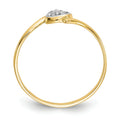 10K Gold CZ Heart Bypass Three Stone Ring by Fine Color Jewels