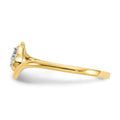 10K Gold CZ Heart Bypass Three Stone Ring by Fine Color Jewels