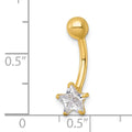 10k Gold CZ Star Navel Ring by Fine Color Jewels