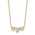 10k Gold CZ Triple Heart Necklace by Fine Color Jewels