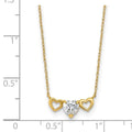 10k Gold CZ Triple Heart Necklace by Fine Color Jewels