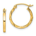 10K Gold Diamond Cut Hoop Earrings by Fine Color Jewels