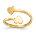 10K Gold Double Heart Bypass Toe Ring by Fine Color Jewels