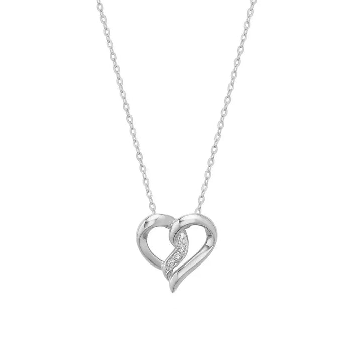 10k Gold Fancy Heart Diamond Necklace by Fine Color Jewels