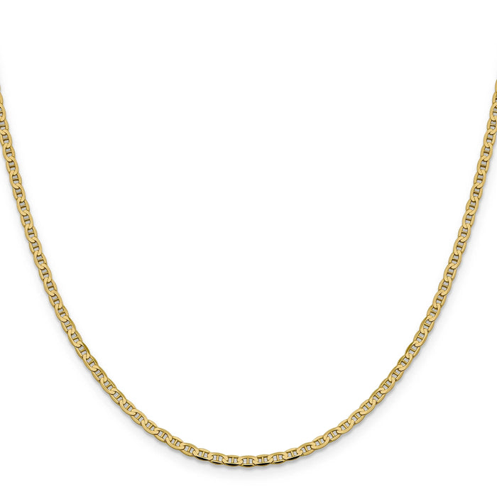 10K Gold Flat Anchor Chain 18 inch by Fine Color Jewels