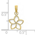 10k Gold Hawaiian Plumeria Flower Pendant by Fine Color Jewels