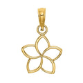 10k Gold Hawaiian Plumeria Flower Pendant by Fine Color Jewels
