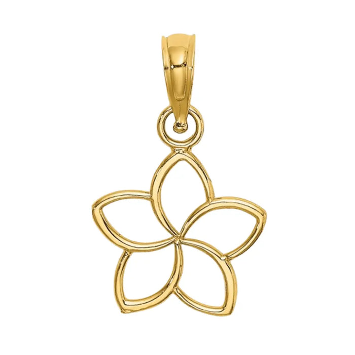 10k Gold Hawaiian Plumeria Flower Pendant by Fine Color Jewels
