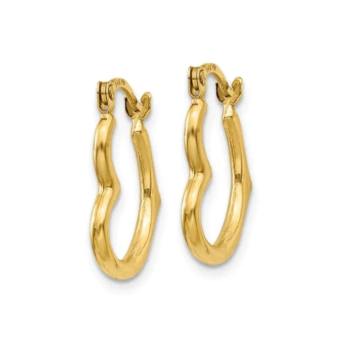 10K Gold Heart Hoop Earrings by Fine Color Jewels