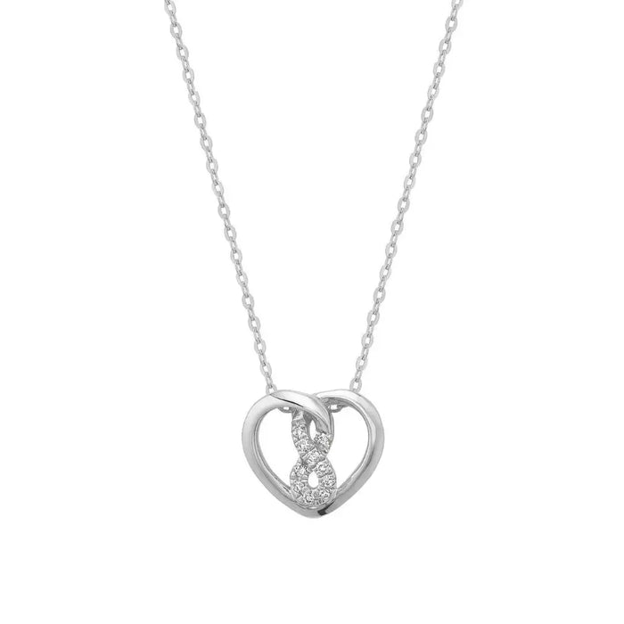 10k Gold Heart Infinity Diamond Necklace by Fine Color Jewels