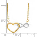 10k Gold Heart Infinity Pendant Necklace by Fine Color Jewels