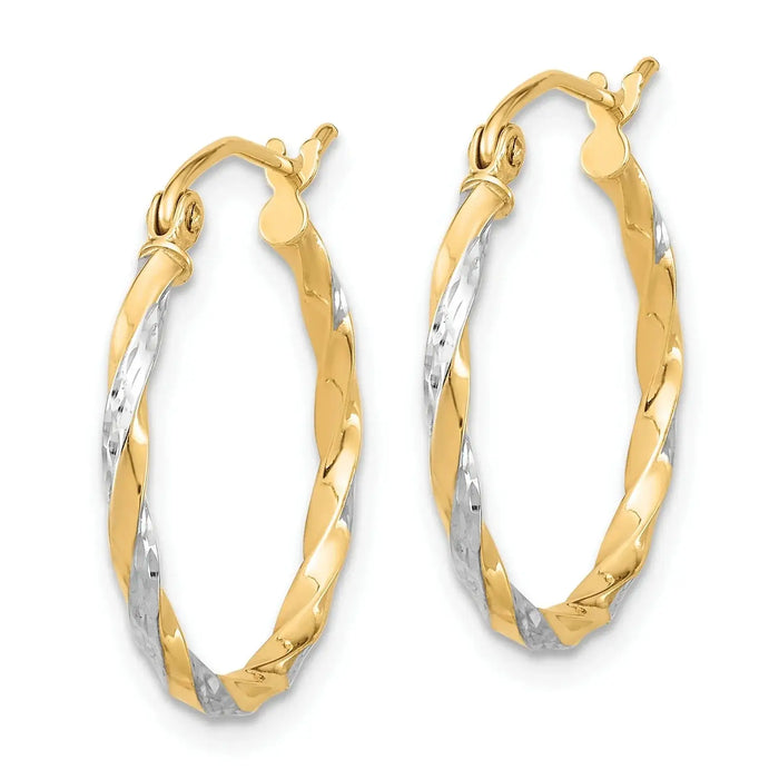 10k Gold Hollow Twisted Hoop Earrings by Fine Color Jewels