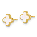 10k Gold Mother of Pearl Clover Earrings by Fine Color Jewels
