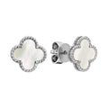 10k Gold Mother of Pearl Clover Stud Earrings by Fine Color Jewels