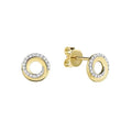 10k Gold Natural Diamond Circle Stud Earrings by Fine Color Jewels
