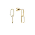 10k Gold Natural Diamond Paper-Clip Dangle Earrings by Fine Color Jewels