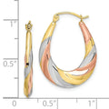 10K Gold Oval Hollow Hoop Earrings by Fine Color Jewels
