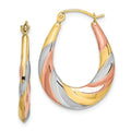 10K Gold Oval Hollow Hoop Earrings by Fine Color Jewels