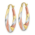 10K Gold Oval Hollow Hoop Earrings by Fine Color Jewels