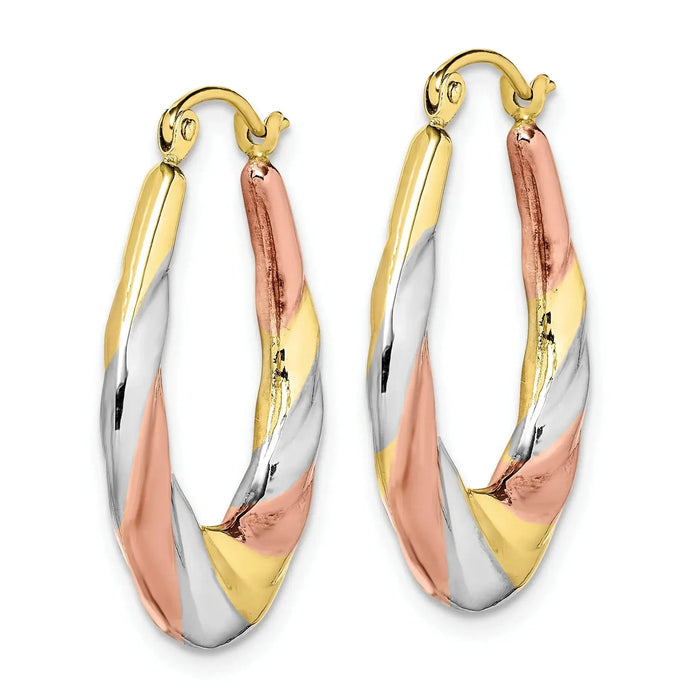 10K Gold Oval Hollow Hoop Earrings by Fine Color Jewels