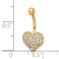 10k Gold Pave CZ Heart Navel Ring by Fine Color Jewels