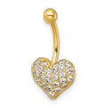 10k Gold Pave CZ Heart Navel Ring by Fine Color Jewels