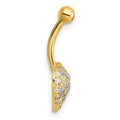 10k Gold Pave CZ Heart Navel Ring by Fine Color Jewels