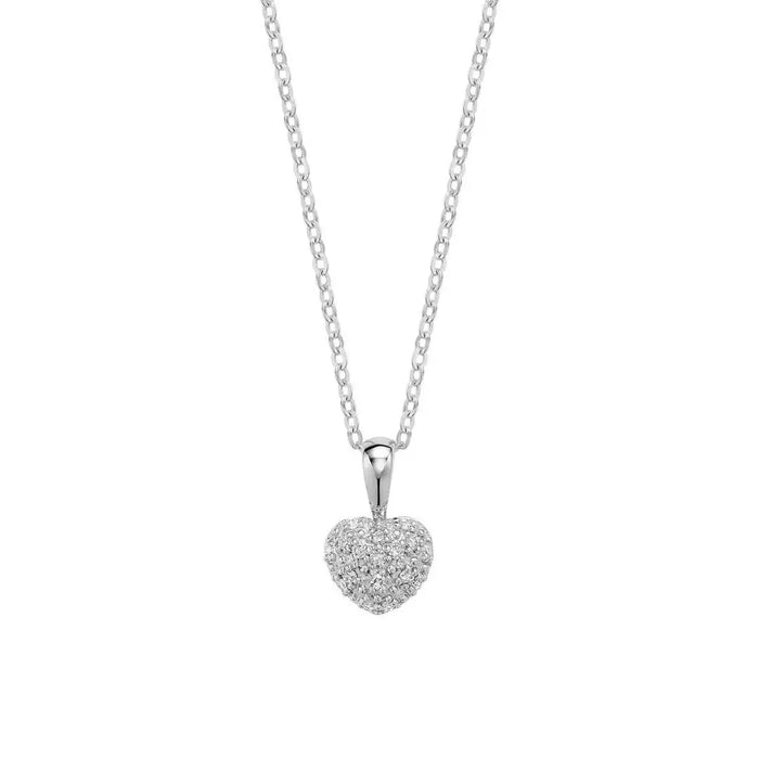 10k Gold Pave Diamond Heart Necklace by Fine Color Jewels