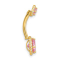 10k Gold Pink and White CZ Navel Ring by Fine Color Jewels