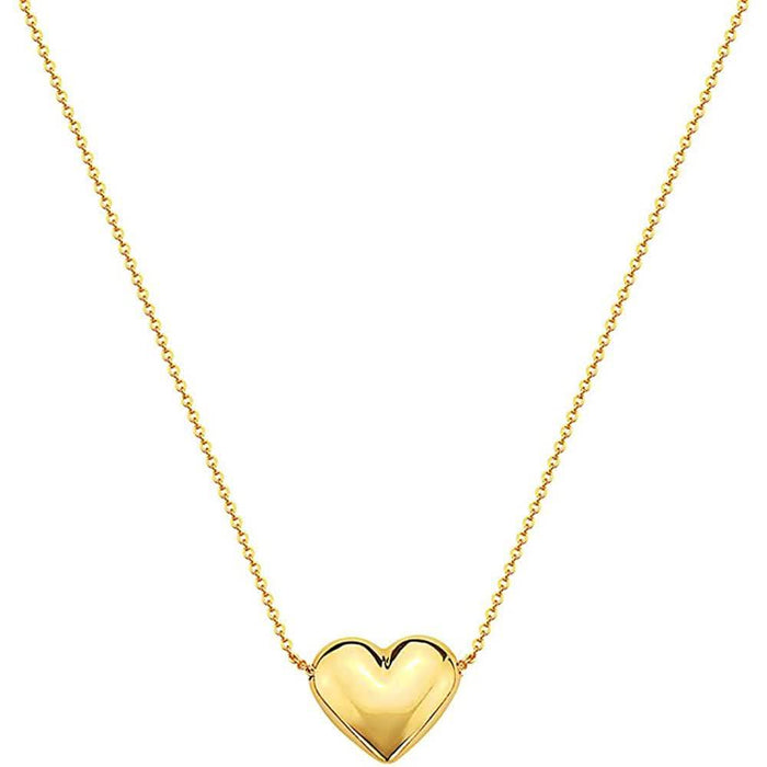 10K Gold Puffed Heart Necklace for Women Adjustable by DailySale