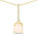 10K Gold Real Opal And Diamond Necklace by Fine Color Jewels