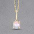 10K Gold Real Opal And Diamond Necklace by Fine Color Jewels