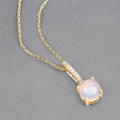 10K Gold Real Opal And Diamond Necklace by Fine Color Jewels