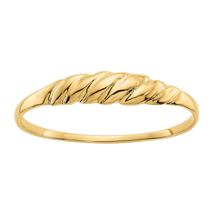 10K Gold Ridged Dome Ring For Women by Fine Color Jewels