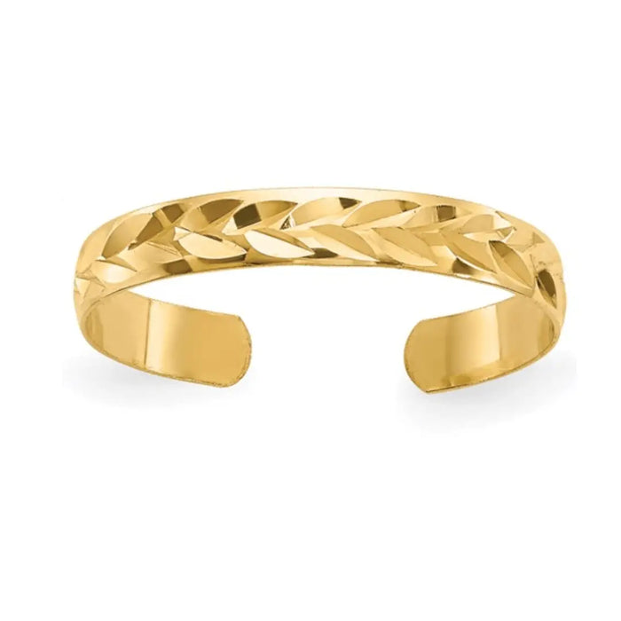 10K Gold Textured Adjustable Toe Ring by Fine Color Jewels