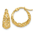 10K Gold Textured Hinged Hoop Earrings by Fine Color Jewels
