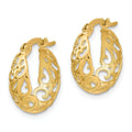 10K Gold Textured Hinged Hoop Earrings by Fine Color Jewels